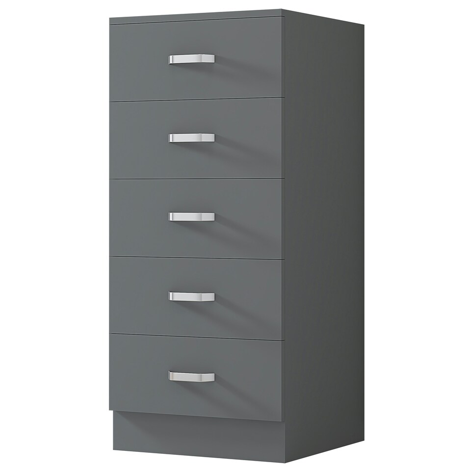 image 1 of FWStyle Tunis 5 Drawer Tallboy Slim Chest Of Drawers - Matt Grey