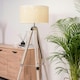 image 3 of ValueLights Clipper Painted Natural Floor Lamp with Large Natural Drum Shade and LED Bulb