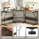 image 4 of COSTWAY L-shaped Desk Corner Computer Workstation Coffee Brown