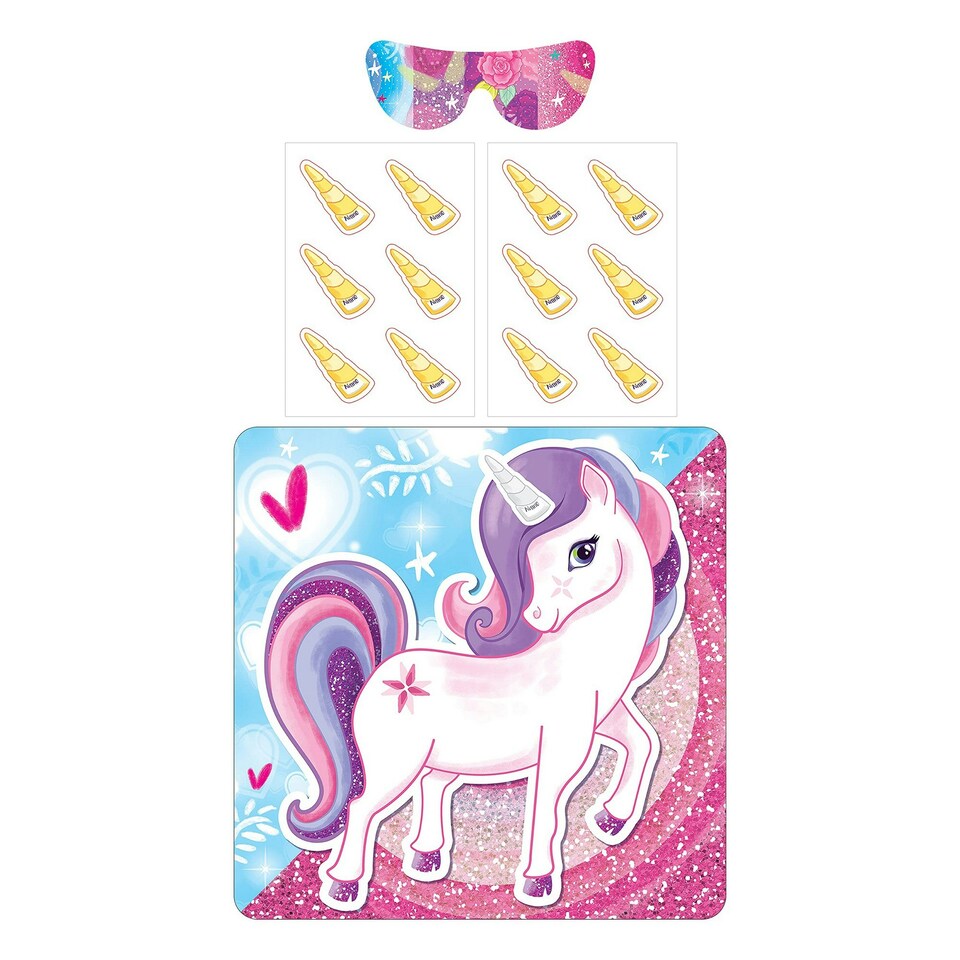 Unique Pin The Horn Unicorn Party Game - Multicoloured - One Size