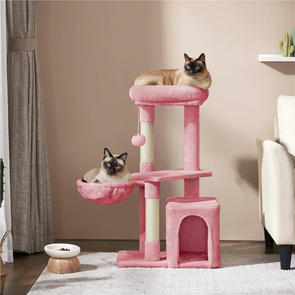 image 1 of Yaheetech 86.5 cm Plush Cover Cat Tree with Condo Pink