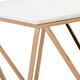 image 5 of Champagne Finish End Table With Rose Gold Legs,White Marble Top Side Table,Modern Prismatic Bedside Table
