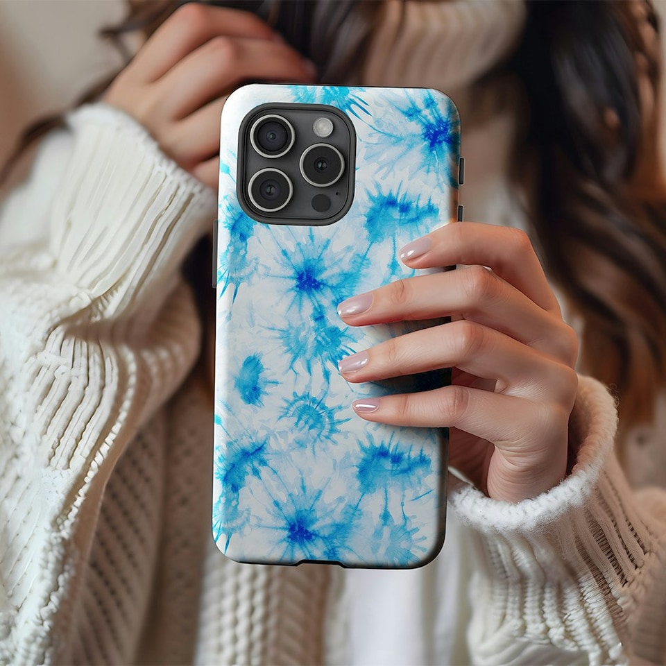 image 1 of Tie Dye Blue Phone Case | Blue | iPhone 16 Pro
Tough | iPhone 16 Pro
Tough