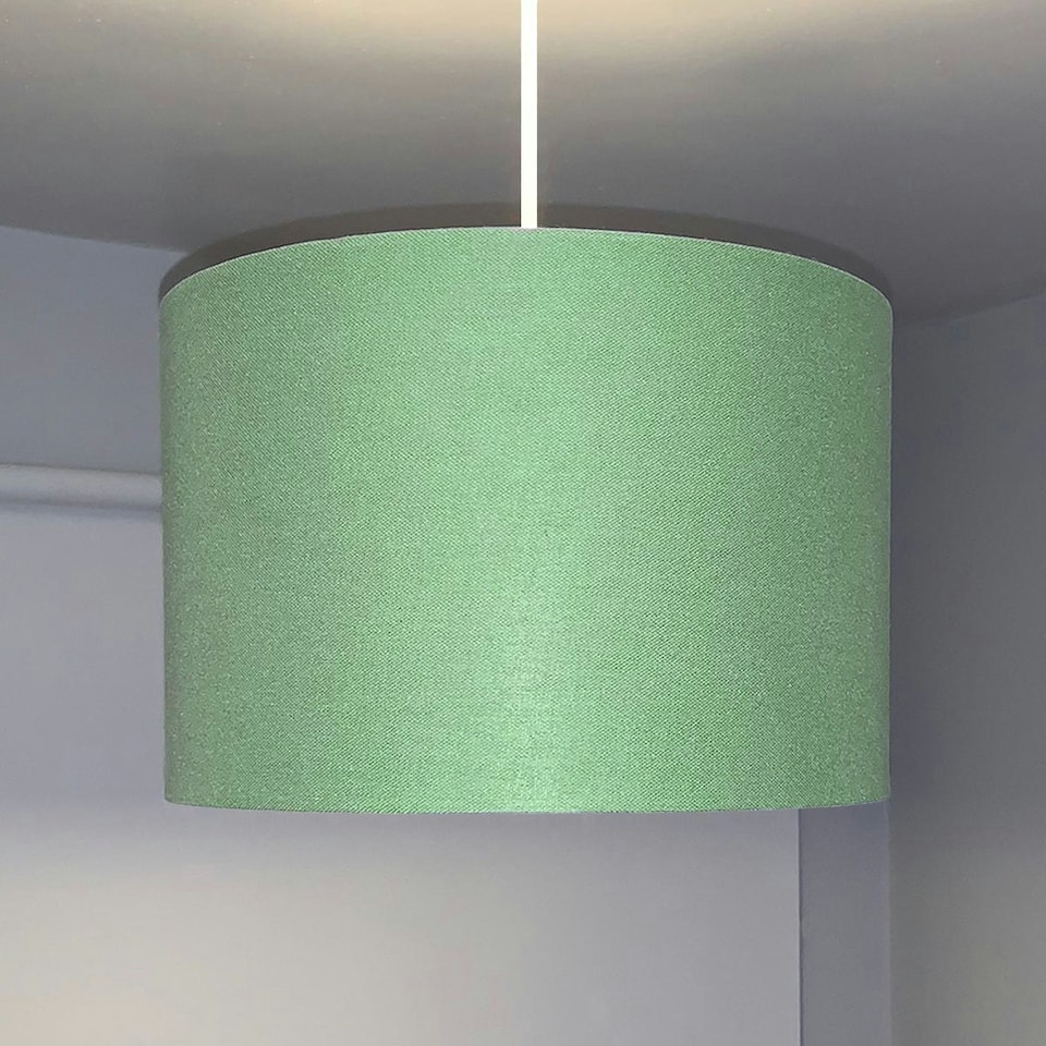 image 1 of CGC LUPO Luxury Green & Silver Inner Cotton Round Pendant Drum Lamp Shade Green
