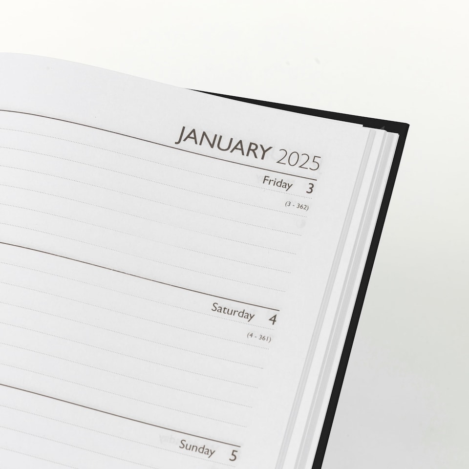 image 1 of 2027 Diary A5 Week to View - Hardback Planner Organiser with Ribbon Bookmark - Weekly Appointment Journal Notebook (Black) | Black | Black