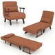 image 3 of COSTWAY Convertible Single Folding Sofa Bed Sleep Chair Brown Brown