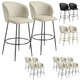 image 8 of Bar Stool Luana - with backrest, velvet look and padded - Set of 6 Black