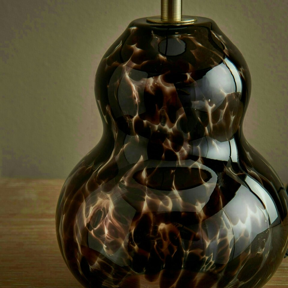 image 1 of Maura Brown Tortoise Glass Table Lamp Brown