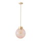 image 1 of ValueLights Frenchie Pink Glass Globe Brushed Gold Capped Ceiling Pendant Light | Gold