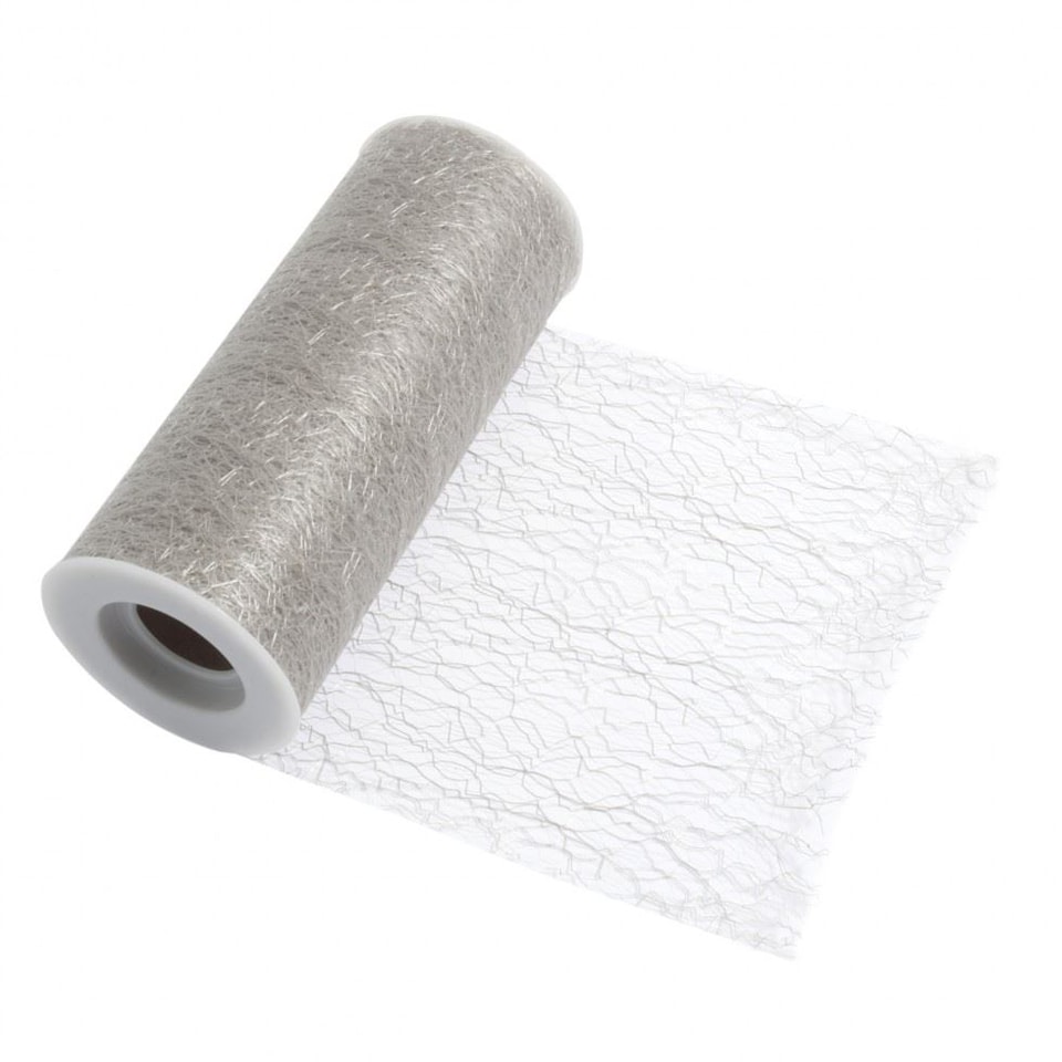 Minerva Grey 150mm Mesh Tulle Roll for Dressmaking - per 10 metre roll