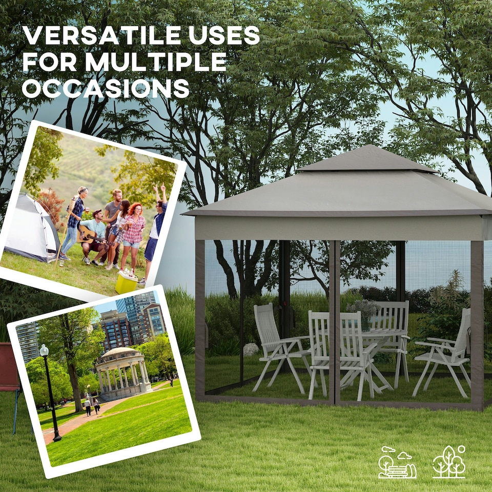 image 1 of Outsunny Garden Folding Tent Heavy Duty Pop Up Gazebo for Party Dark Grey