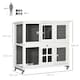 image 7 of PawHut Rabbit Hutch, Guinea Pig Cage with Wheels & Slide-out Trays, Grey