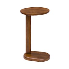 Nora C-Shaped Solid Mango Wood Sofa Side Table for Living Room