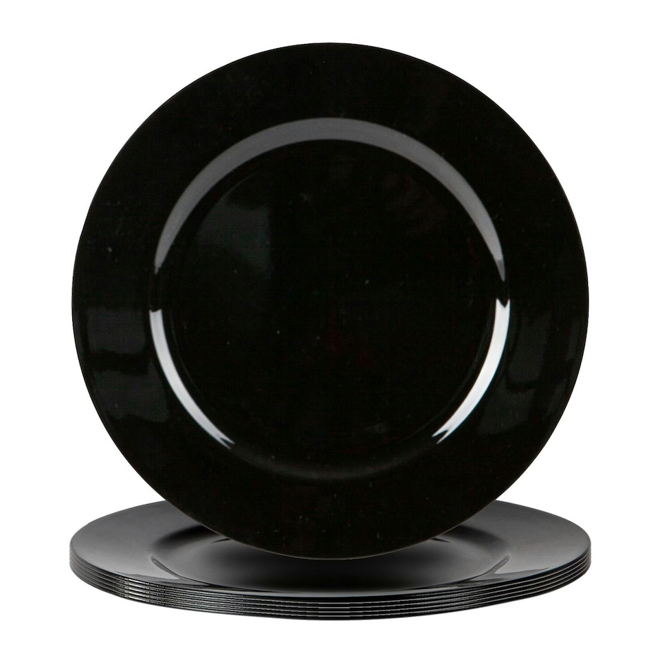 image 1 of Argon Tableware 12 Piece Metallic Charger Plates Set - Black Black