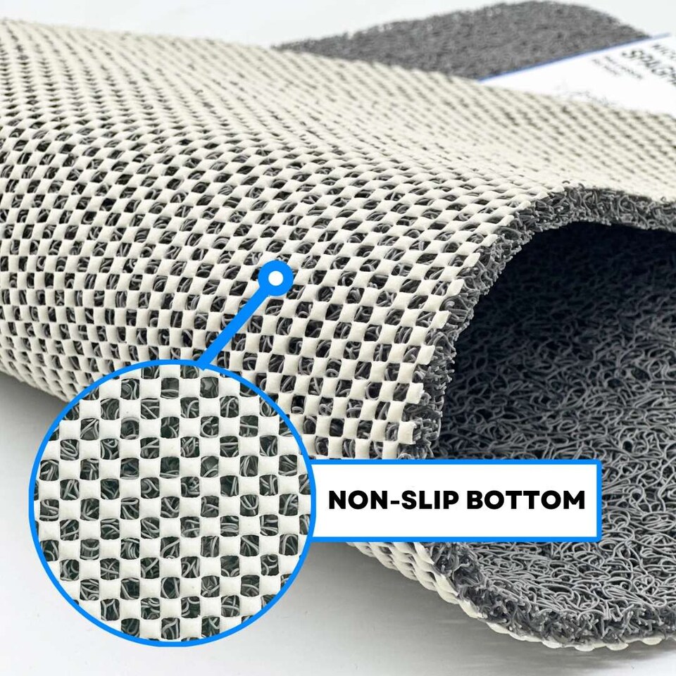 image 1 of Embossed Spaghetti Anti Slip Shower Mat - Paw - 90cm x 60cm | Grey | Grey | Rectangular 90x60cm