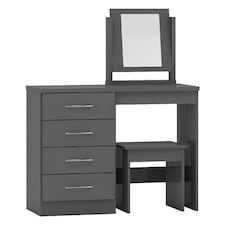 Nevada 4 Drawer Dressing Table Set Grey | 3D Effect Grey