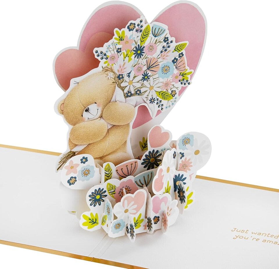 image 1 of Forever Friends Heart & Flowers Design 3D & Pop Up Card Birthday Anniversary Mother's Day