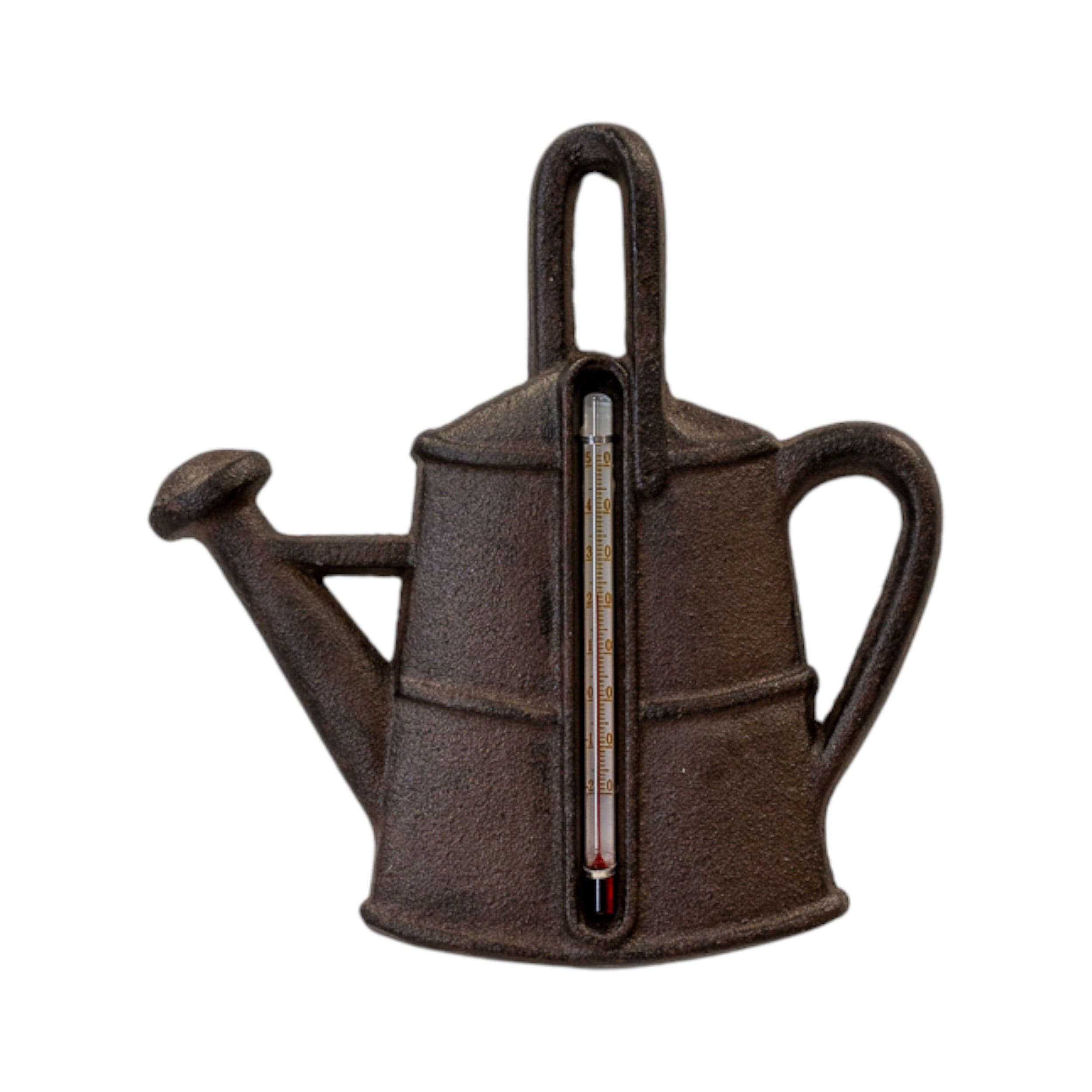 Four Candle Cast Iron Watering Can Thermometer in Black
