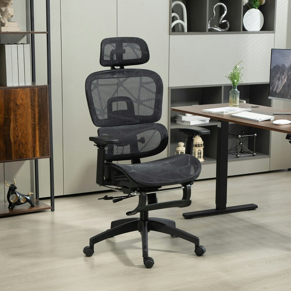 image 1 of HOMCOM Ergonomic Swivel Office Chair Computer Chair with 3D Armrest, Grey
