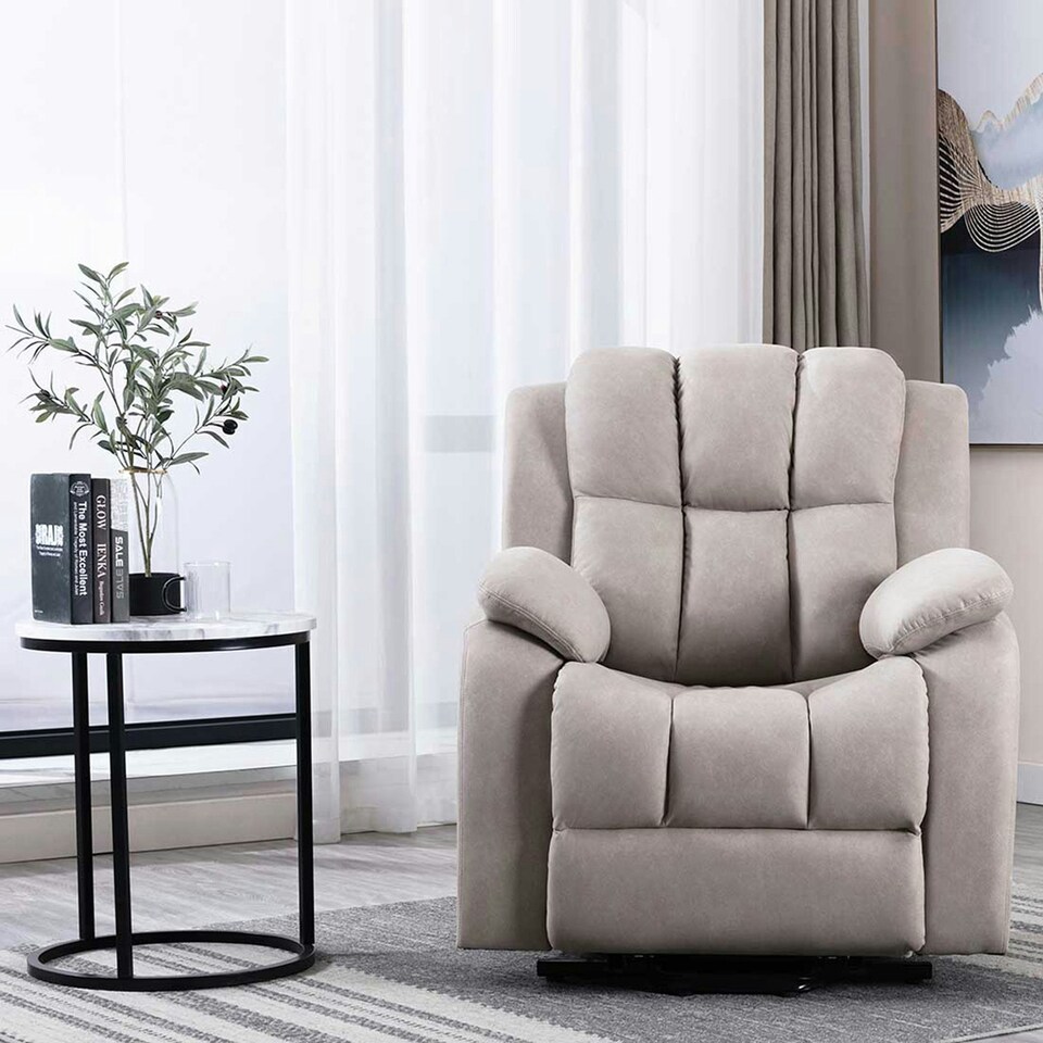image 1 of Brookline Electric Technology Fabric Single Motor Rise Recliner Chair (Pumice)