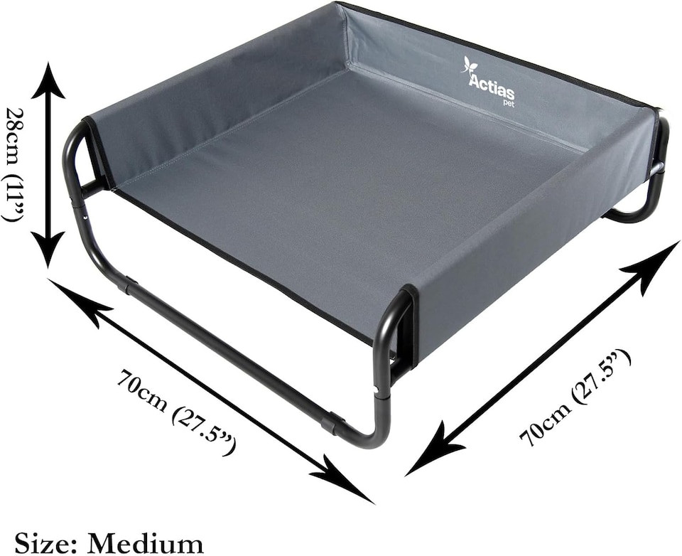 image 1 of Actiaspet Elevated Dog Bed Steel Frame Raised Pet Cot Black or Grey (Grey, Medium)