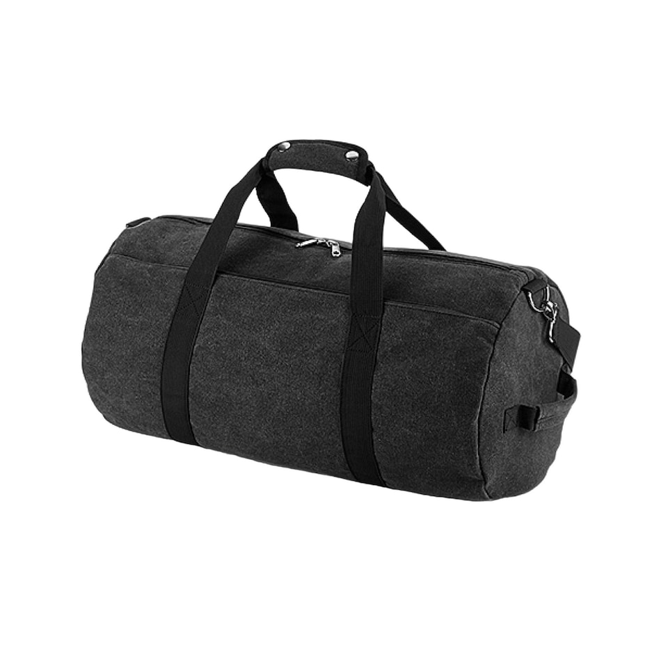 image 1 of Bagbase Barrel Canvas Duffle Bag - Vintage Black - One Size