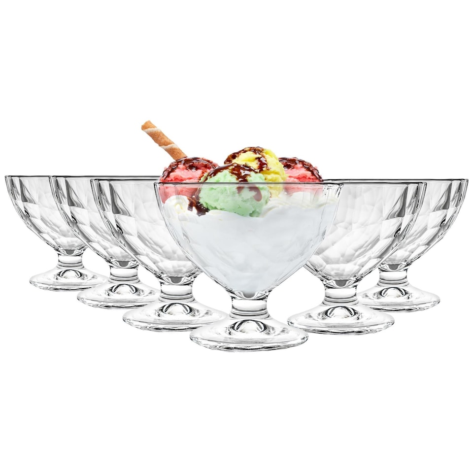 image 1 of Bormioli Rocco Diamond Ice Cream Bowls - 360ml - Pack of 6 | Clear | Clear
