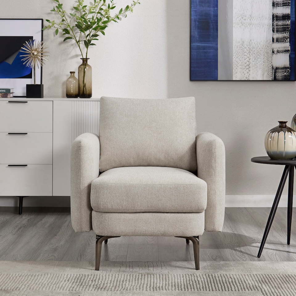 image 1 of Sofia Fabric Scandi Style Chair | Cream | Beige | One Size