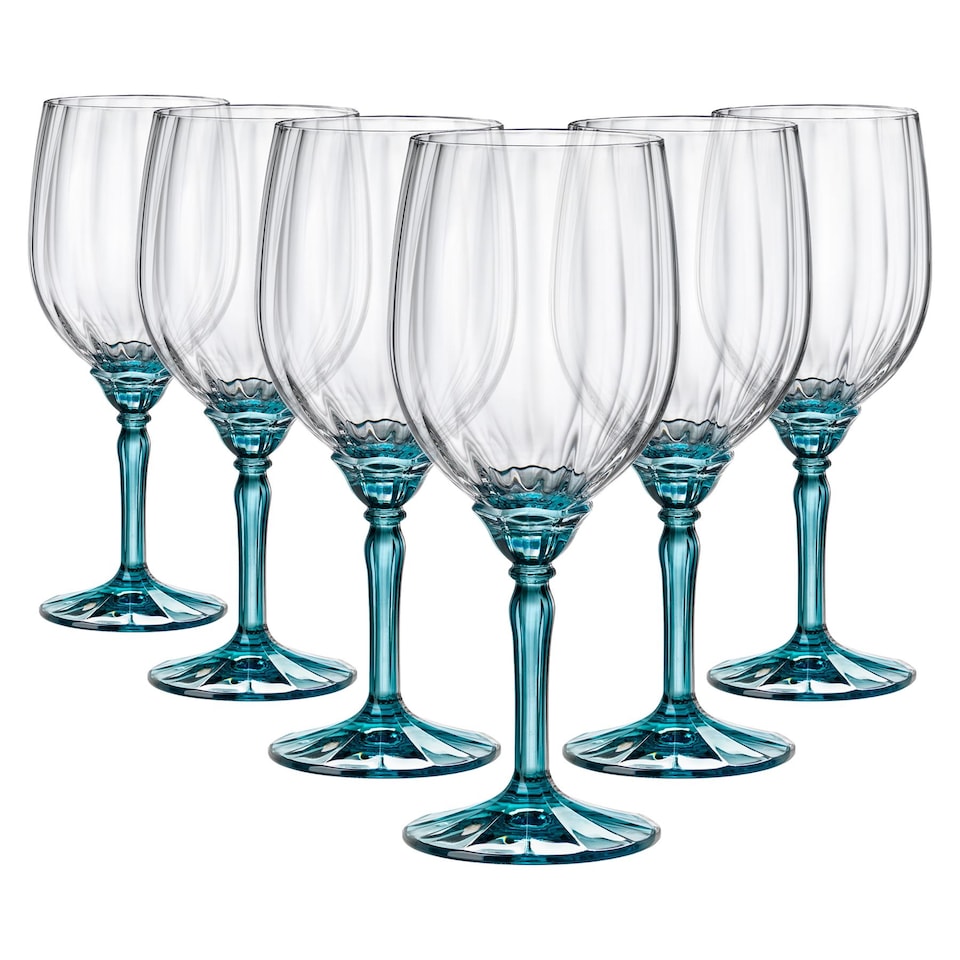 image 1 of Bormioli Rocco Florian Red Wine Glasses - 535ml - Blue - Pack of 6