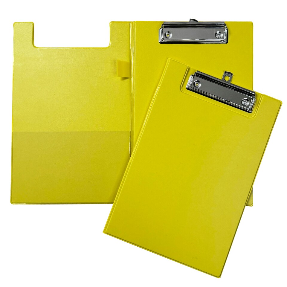 image 1 of A5 Yellow Foldover Clipboard with Pen Holder