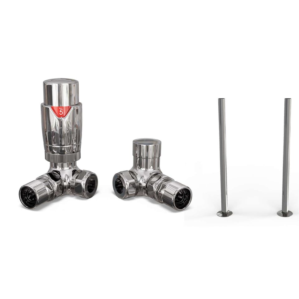 image 1 of Talus Flair - Chrome Thermostatic Radiator Valve & Installation Kit Corner 15mm