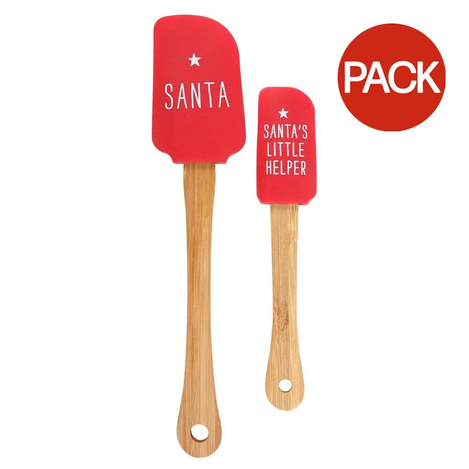 image 1 of Something Different Santa´s Helper Bamboo Christmas Spatula (Pack of 2) - Red/Natural - One Size