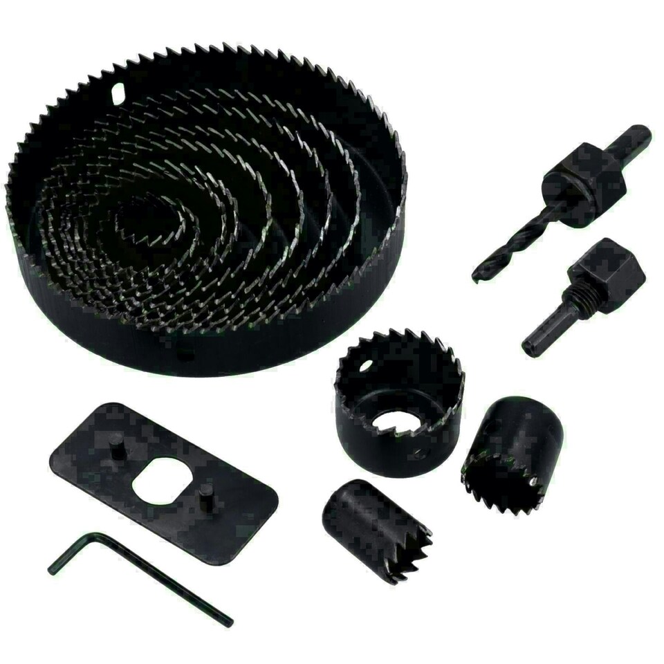 image 1 of 16pc Circle Hole Saw Round Cutter Drill Kit with Arbor and Storage Case TE110