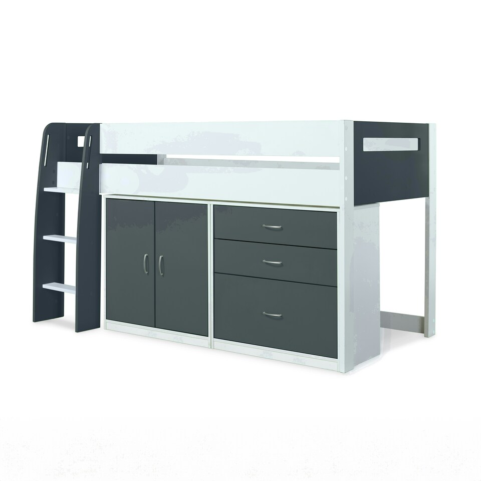 Lacy Grey And White Storage Mid Sleeper
