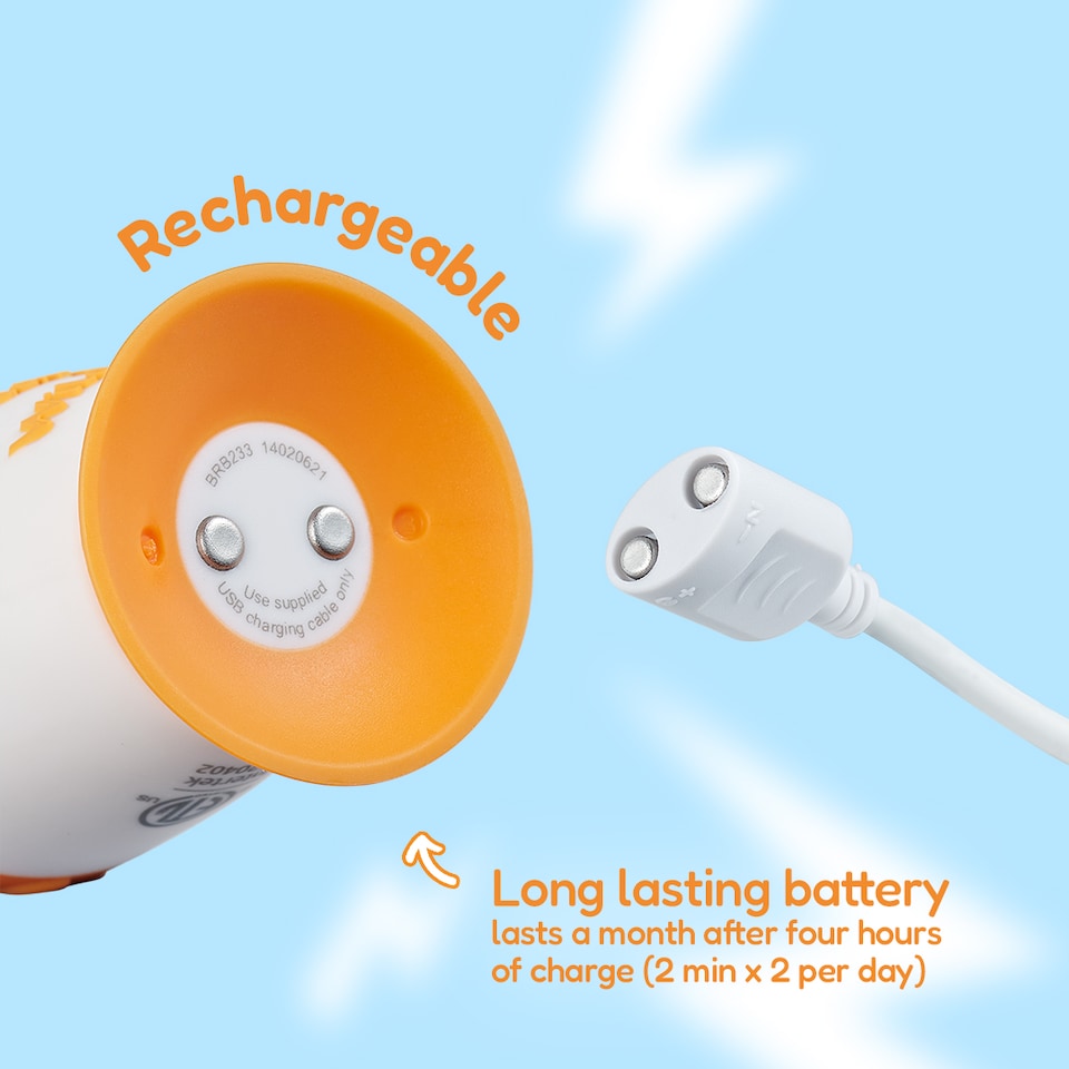 image 1 of Brush Baby WildOnes Tiger Kids Electric Rechargeable Toothbrush