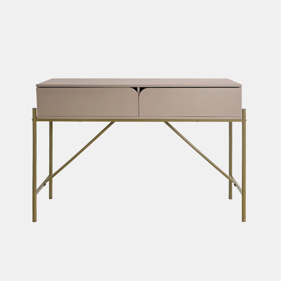 image 1 of OHS Curved Modern Dressing Table 2 Drawer Vanity Makeup Desk