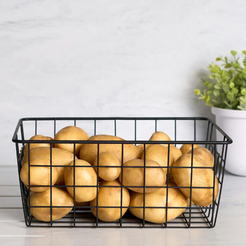 image 1 of OHS Metal Wire Multipurpose Food Pantry Storage Basket Organiser - Black