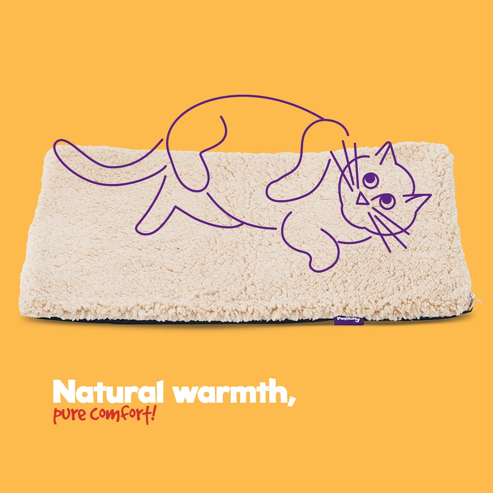 image 1 of Petlicity Self Heating Pet Bed 60x45cm - No Electricity Required - Machine Washable - Beige