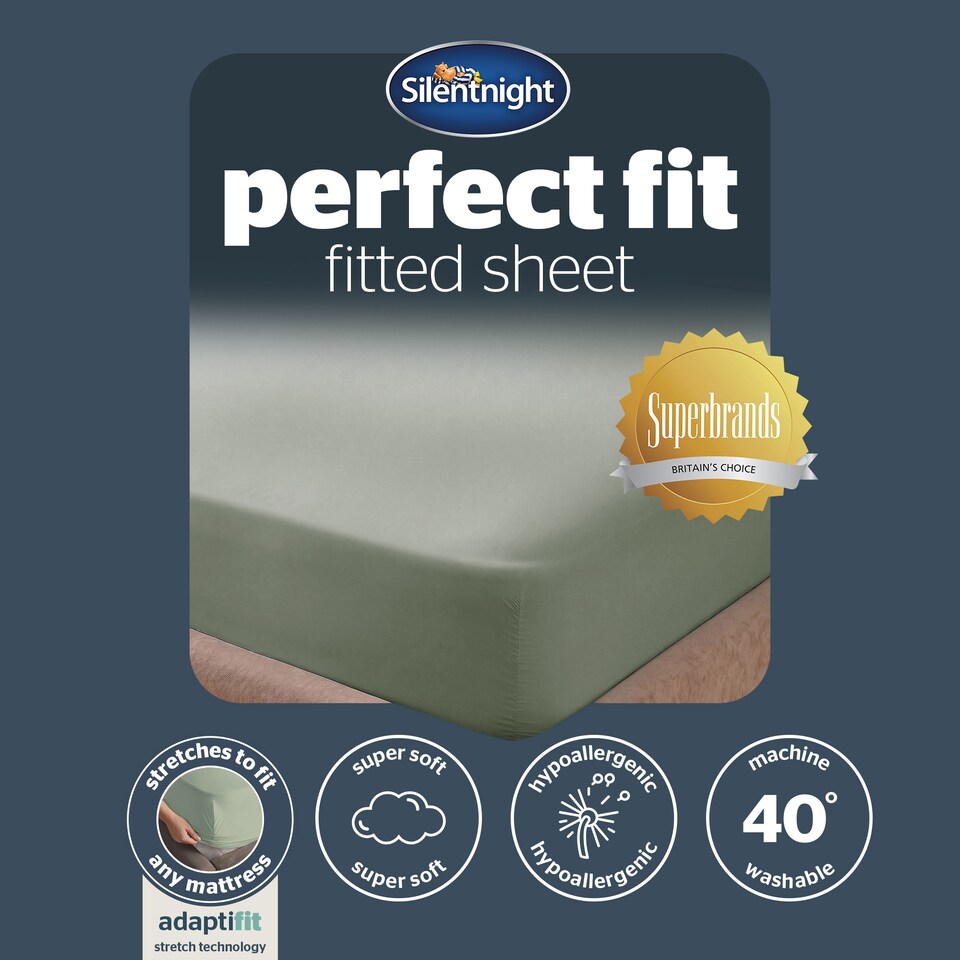 image 1 of Silentnight Supersoft Perfect Fit Fitted Sheet, Sage