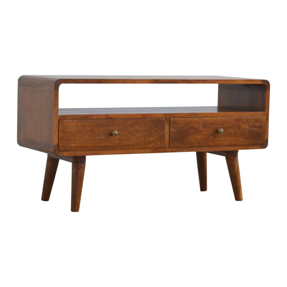 image 1 of Artisan Furniture Solid Wood Curved Chestnut Media Unit