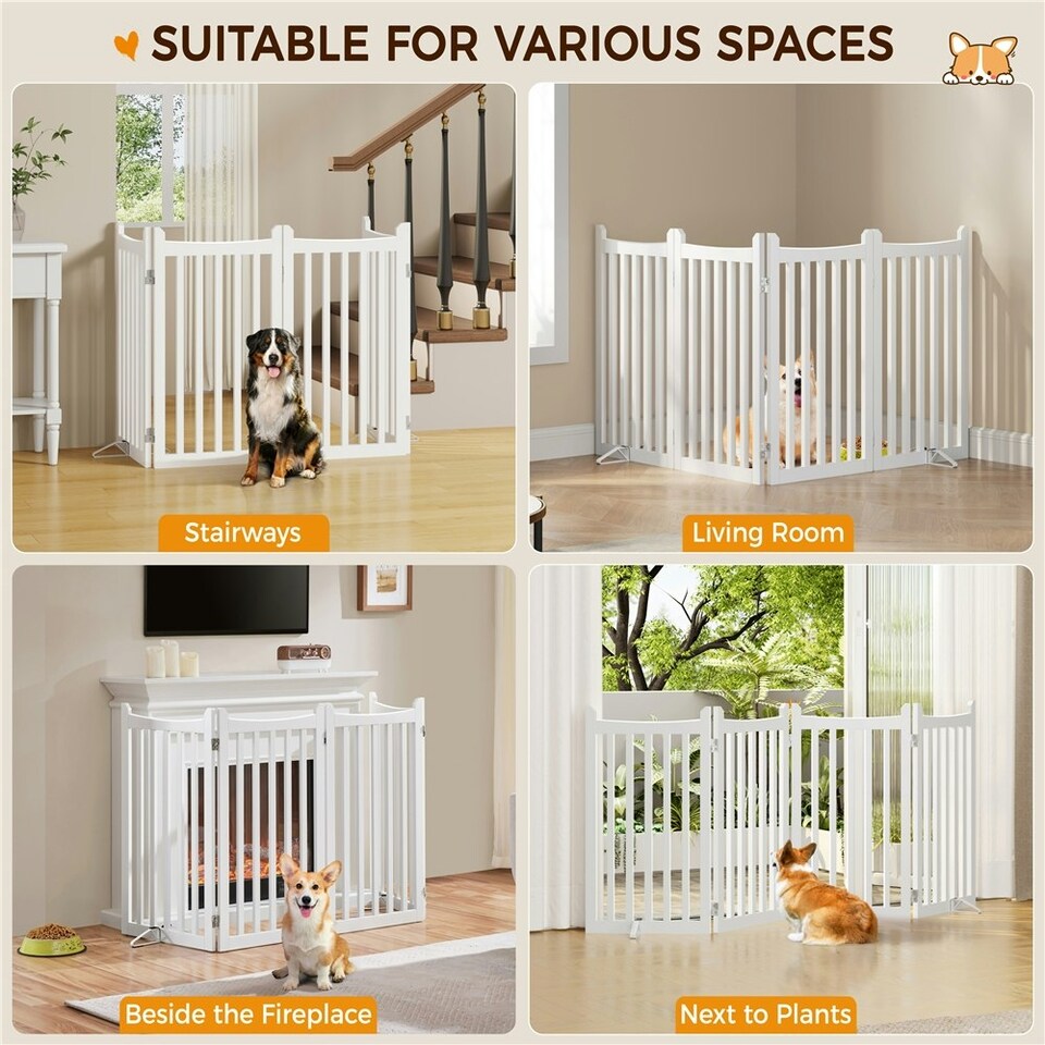 image 1 of Yaheetech 4-Panel Pet Puppy Fence with Two Support Feet, 50 × 90.5 cm | White | Not provided