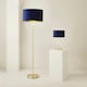 image 6 of ValueLights Charlie Gold Table Lamp Navy Velvet Gold Inner Shade | Blue