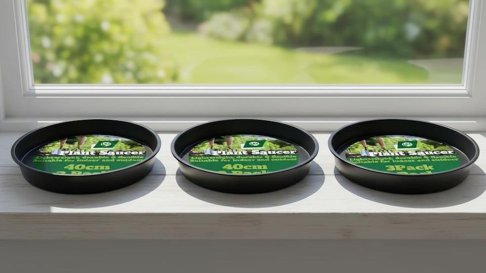 image 1 of 3 Pack 40cm Heavy Duty Plant Pot Saucers Planter Trays for Decking Outdoor Surfaces Deep Dish UV Resistant
