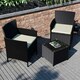 image 5 of Garden Vida Bali 2 Seater Rattan Set Chair Coffee Table Outdoor Garden Furniture, Black