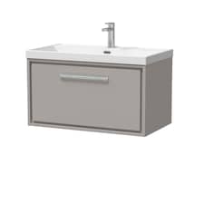 Bathroom 1 Soft Close Drawer Wall Hung Vanity Unit Basin, Grey, 600mm | Grey | Pebble Grey | 1