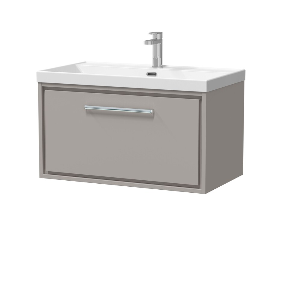 image 1 of Bathroom 1 Soft Close Drawer Wall Hung Vanity Unit Basin, Grey, 600mm | Grey | Pebble Grey | 1