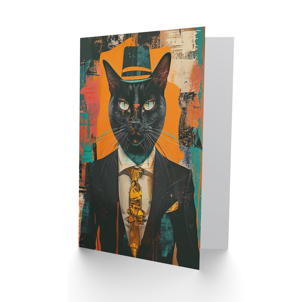 image 1 of Hepcat Culture Hipster Cat Lover Conceptual Art Birthday Card