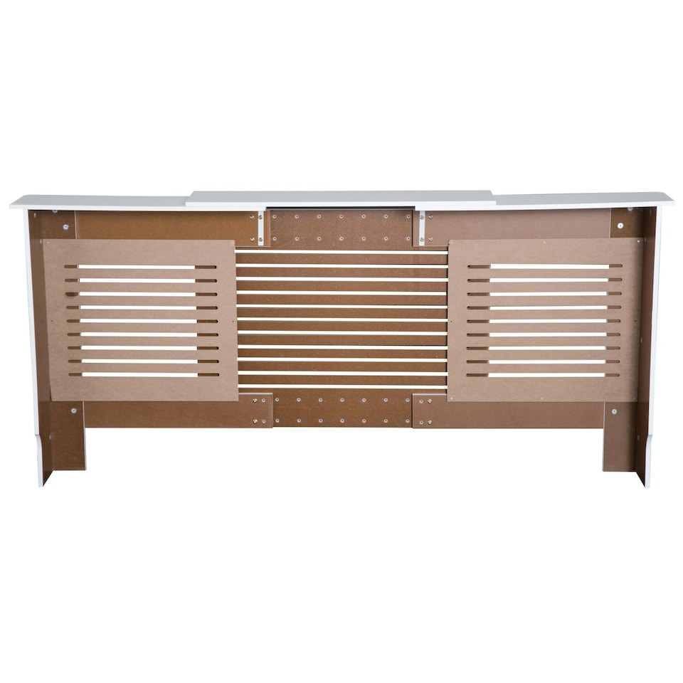 image 1 of HOMCOM Extendable Radiator Cover Cabinet Slatted Design MDF White Home Office