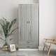image 3 of 2-Door 2-Drawer Wardrobe with Storage Shelf, and Hanging Space - 180x75x46cm | White | White & Ash Grey | 1