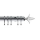 image 1 of 35mm Fixed Length Metal Curtain Pole Set Satin Silver Fleur de Lys Finial 170cm | Silver | Silver